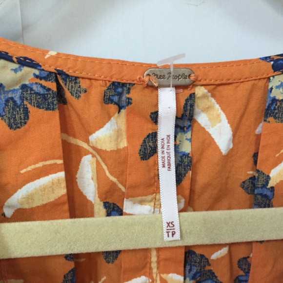 Free People Orange Floral Blouse ~Oversized - Picture 6 of 16